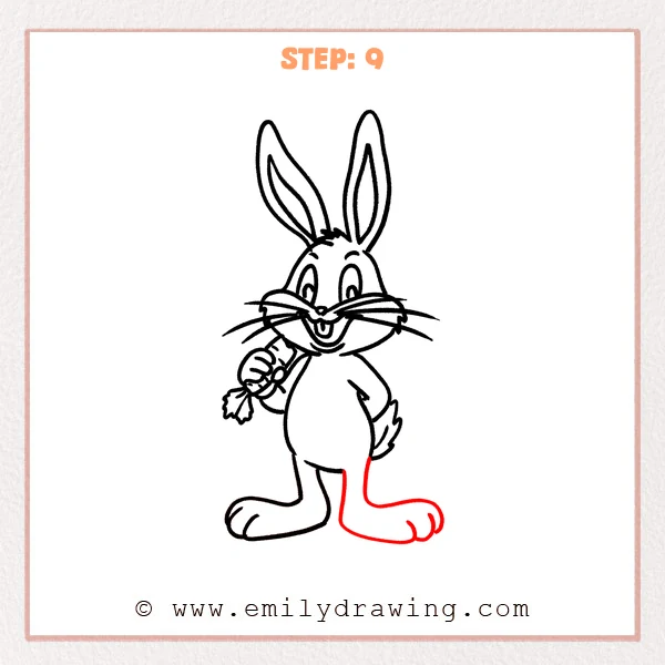 how to draw a bugs bunny - Step 9